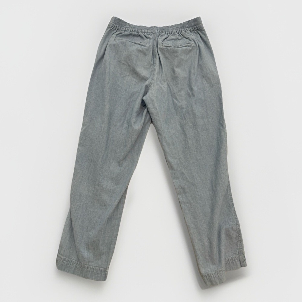 J Crew Seaside Cropped Pants Sz XS Womens Blue Cotton Chambray Drawstring Pocket - Picture 6 of 7